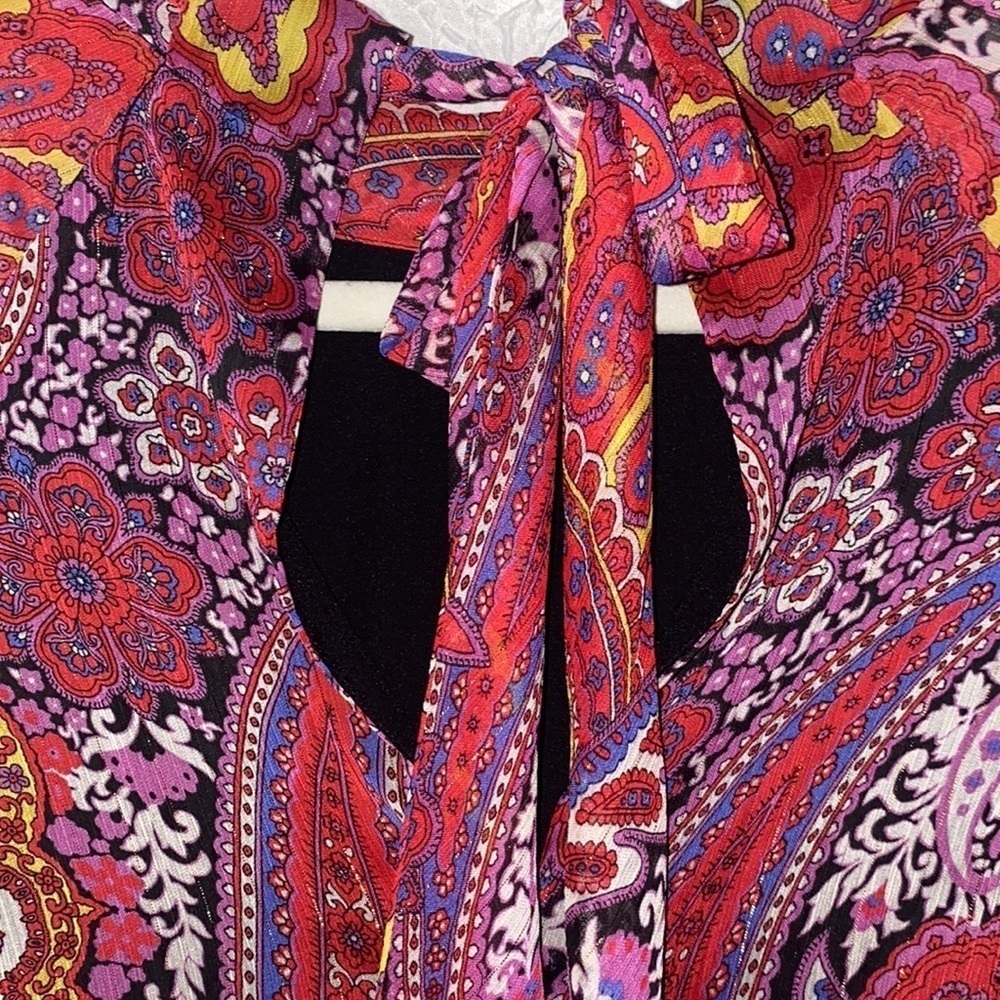 TAHARI By Arthur S. Levine Mock Neck Paisley Print Long Sleeve Maxi Dress NWOT - Picture 10 of 14